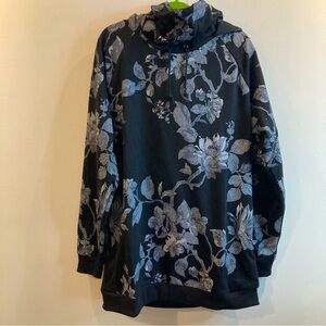 ARSNL Sz L Long  Line Funnel Neck Cuffed Drawstring Hoodie NWT